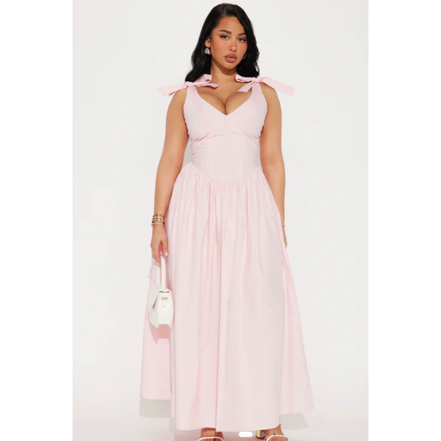 Fashion Nova Elena A Poplin Pink Cotton Maxi Dress 2x Cottagecore Coquette